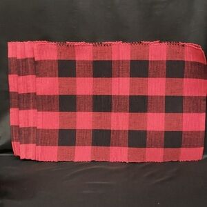 Design Imports NWT Red and Black Buffalo Plaid Placemats, Set/4